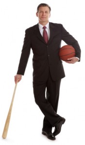 Picture of Business Man Holding a Bat