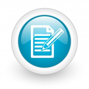 Graphic of Email With Pen in Blue Circle making a signature.