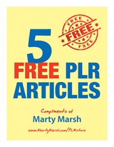 5 Free PLR Articles Promo Cover marty marsh martymarsh.com/plrstore