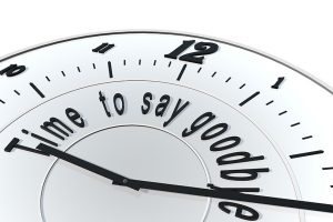 Time to say goodbye words on a broken clock