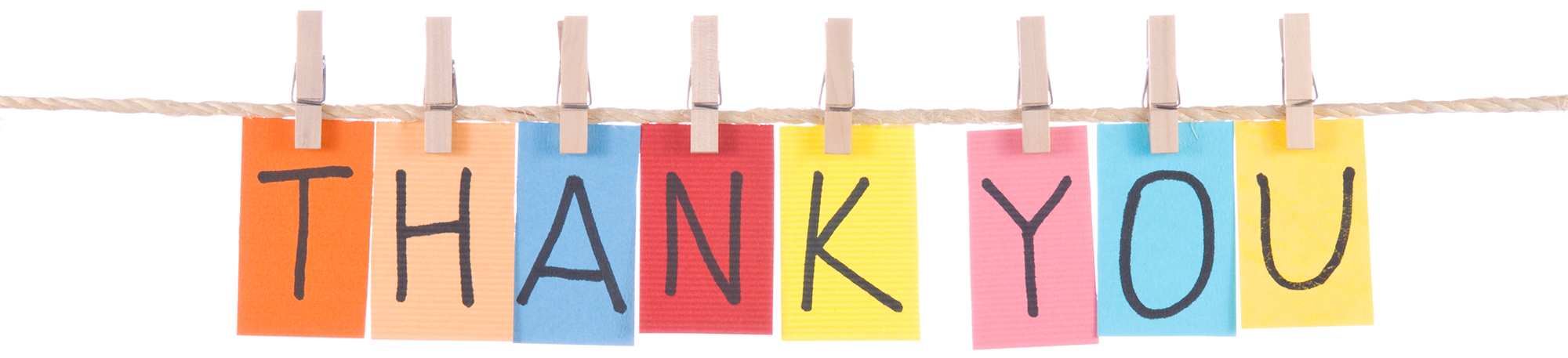 Thank you, paper words card hang by wooden peg